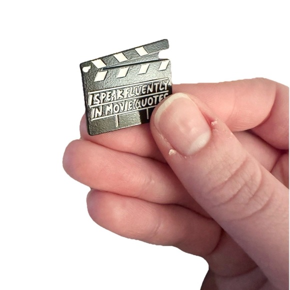 New I Speak Fluently In Movie Quotes Enamel Pin Clapboard Actor Sarcasm Y2K Cute - Picture 2 of 4